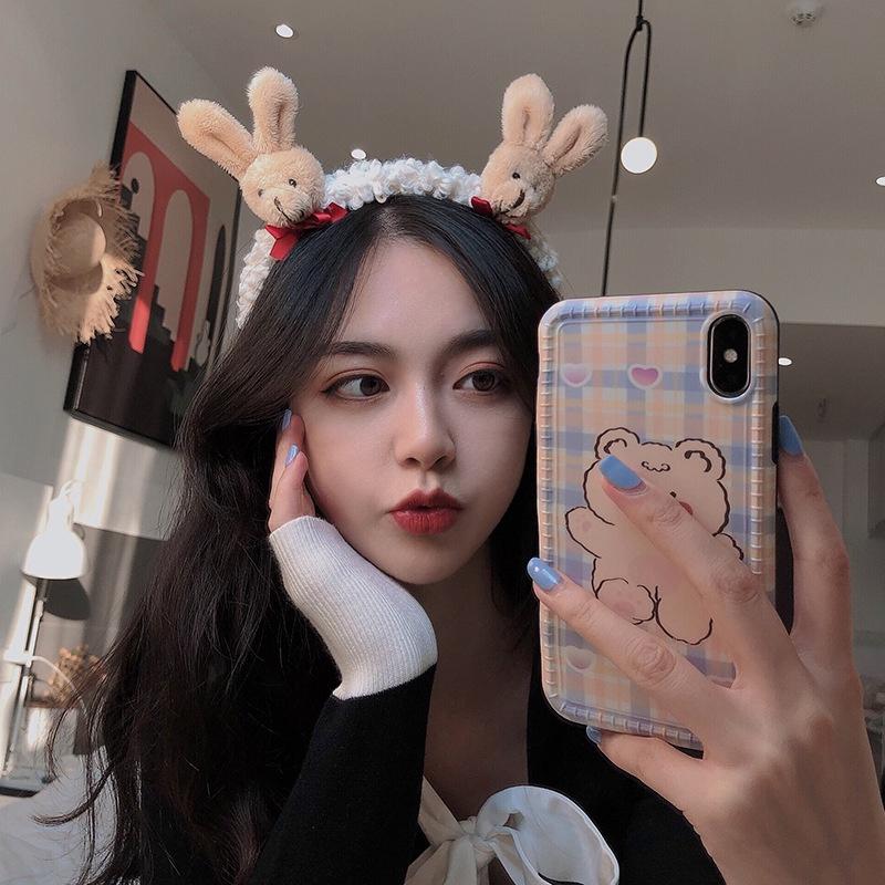 Bờm Hoa, Băng Đô Rửa Mặt thỏ có nơ Hàn Quốc cute PT08