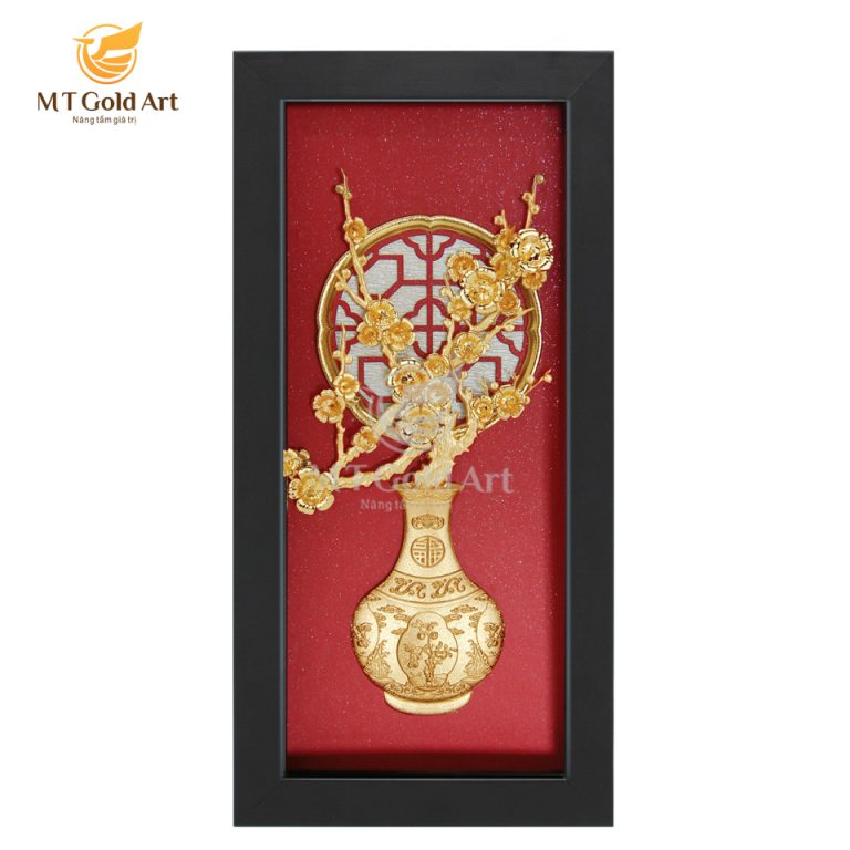 Tranh hoa mai dát vàng 24k MT Gold Art- Hàng chính hãng, trang trí nhà cửa, phòng làm việc, quà tặng sếp, đối tác, khách hàng, tân gia, khai trương