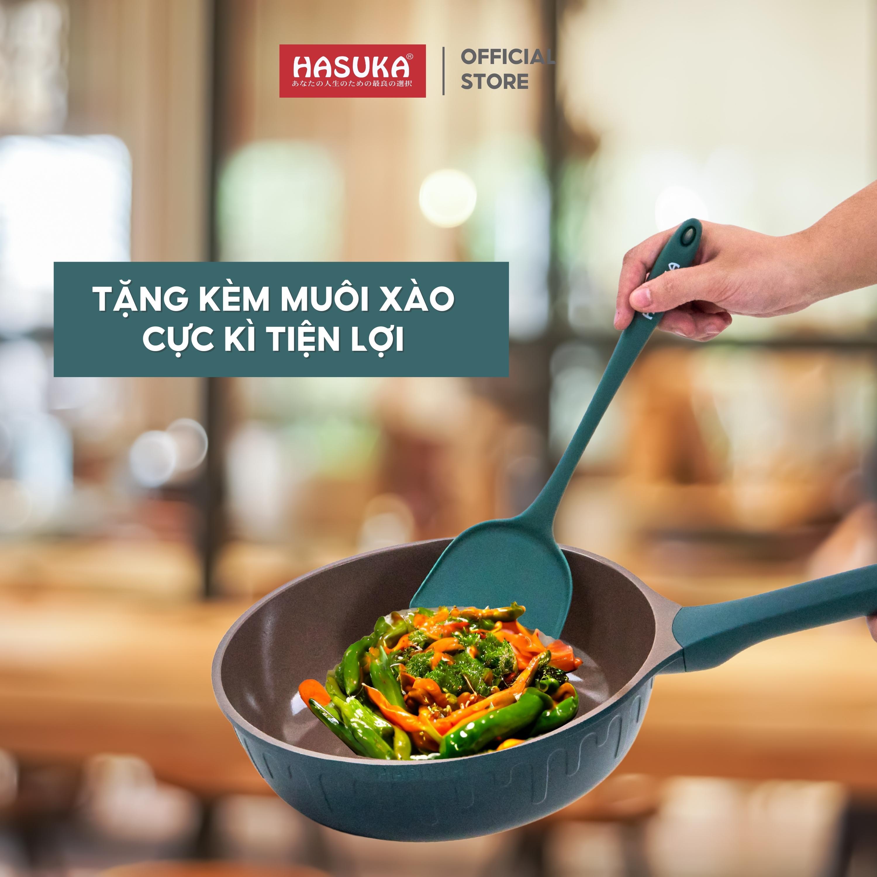 Chảo chống dính cao cấp HASUKA HSK-368CR- kèm xửng hấp inox, thiết kế cách điệu sang trọng, dùng được trên mọi loại bếp