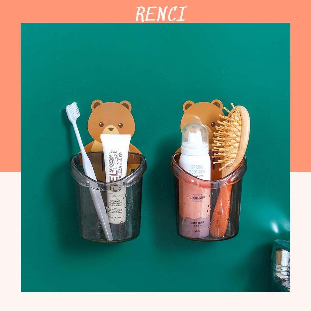 Cốc Đựng Bàn Chải, Kem Đánh Răng Hình Gấu Cute Dính Tường