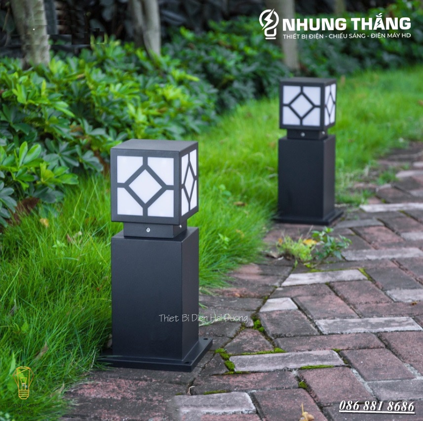 Đèn Cột Sân Vườn DSV-1165 Chống Nước - Chiều Cao 45cm - Cắm Điện Và Dùng Năng Lượng Mặt Trời-Có Khiển- K èm Bóng Led - Có Video