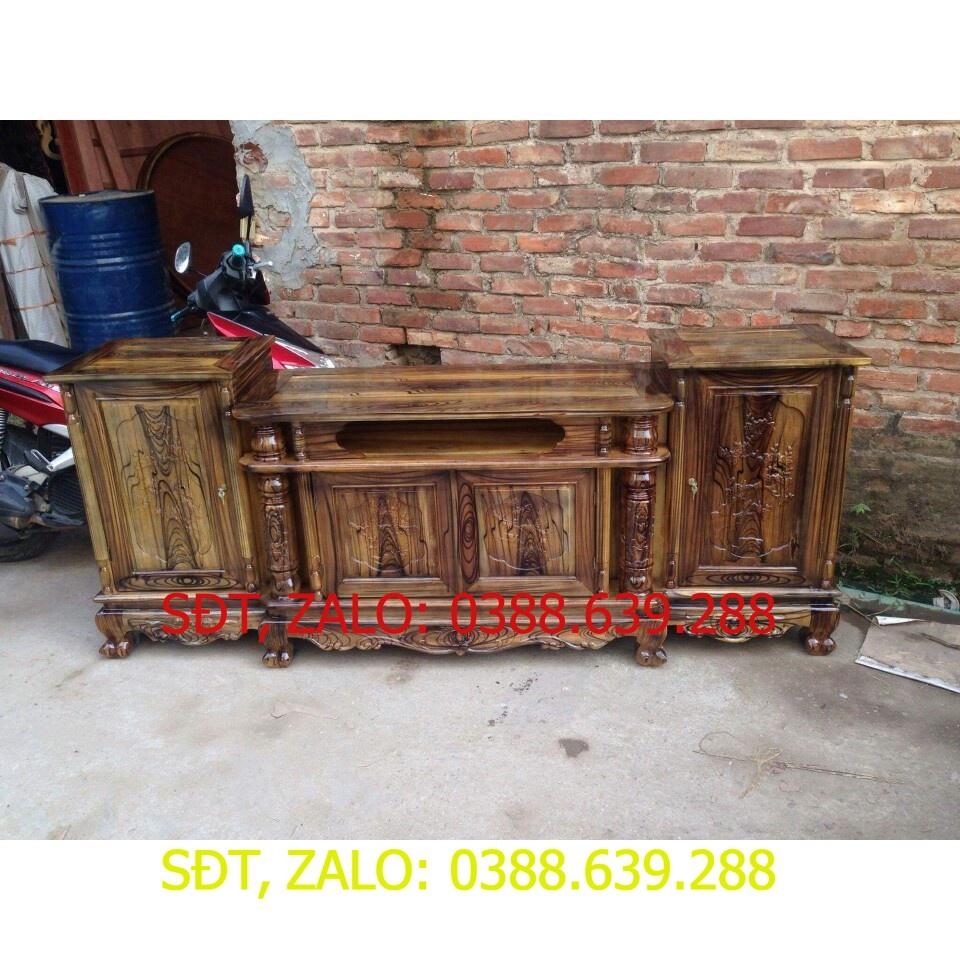 Kệ Tivi gỗ tràm kệ cột nho - phun PU giả mun , giả hương