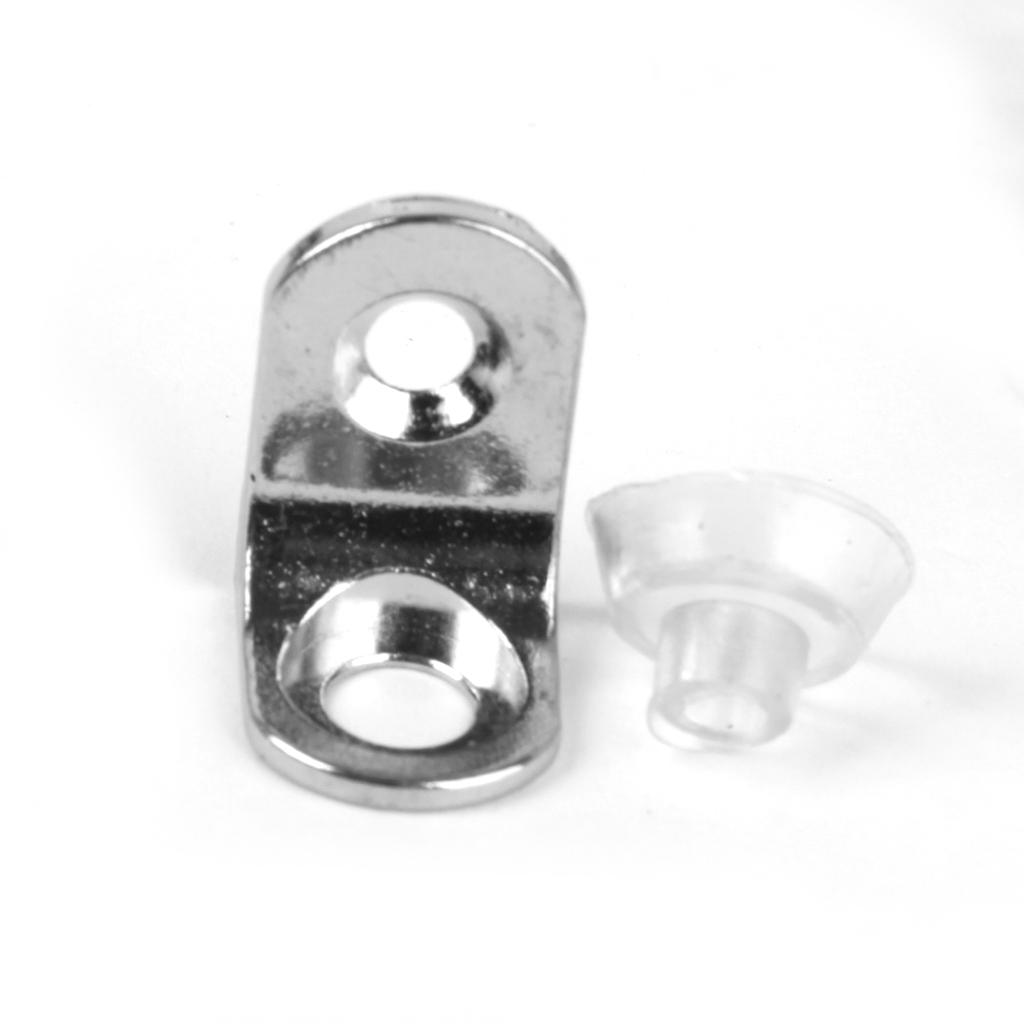 Set Of 10 Thick Suction Cup Base Metal Plate Glass Cabinet Table Support