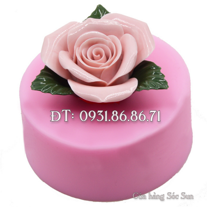 Khuôn silicon hoa hồng búp kèm lá loại 8 cm - Mã số 1537