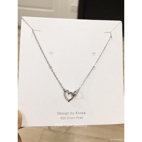Dây chuyền bạc nữ Minh Tâm Jewelry,Vòng cổ bạc trái tim nạm đá xi kim