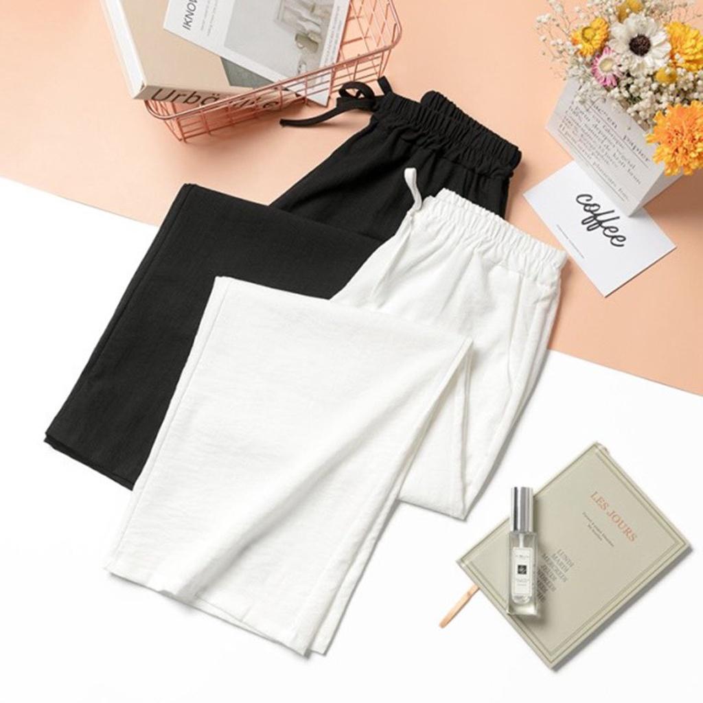 ️ GIÁ SỈ - LOẠI TỐT ️ Quần đũi ống rộng nữ lưng chun Màu Đen Trắng Kem VÀ RUỐT - Ống dài 80cm lên dáng suông đứng M01