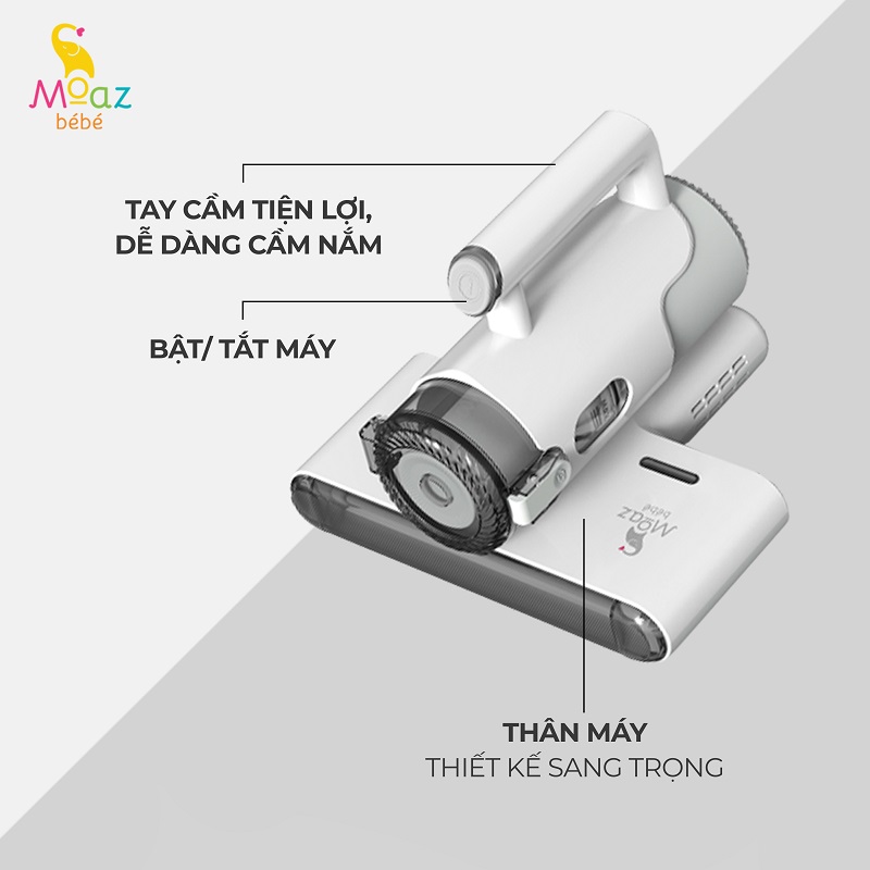 Máy hút bụi giường nệm Moaz BéBé MB-037 lực hút 12.000 pascal hút sạch bụi bẩn, tiêu diệt vi khuẩn bằng UV - Hàng chính hãng