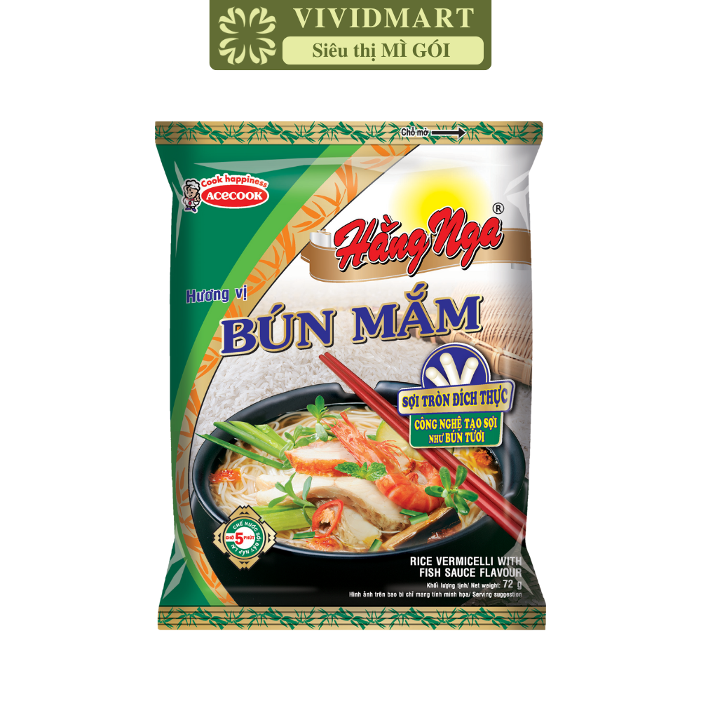 ACECOOK - Bún mắm Hằng Nga, Hằng Nga Bún mắm, Bún Hằng Nga hương vị Bún mắm, Bún mắm Acecook (72g/gói)