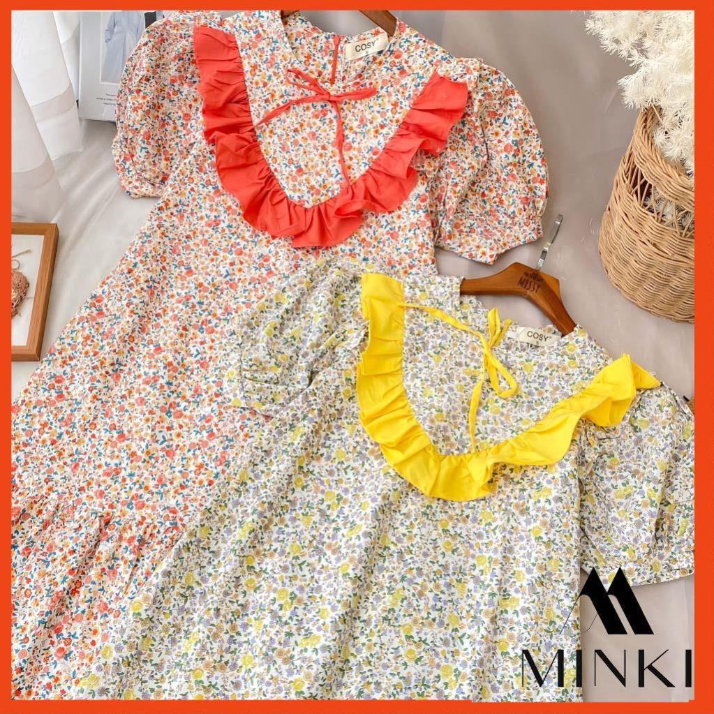 ĐẦM HOA NHÍ ĐUÔI CÁ - CHẤT LIỆU KAKI COTTON MÀU HOA CAM/ HOA VÀNG/HOA XANH -