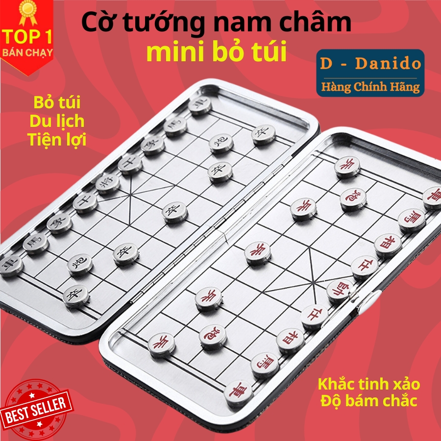 Cờ tướng nam châm bỏ túi cao cấp - Cờ tướng nam châm hộp da có bàn là hộp đựng - Hàng chính hãng D Danido