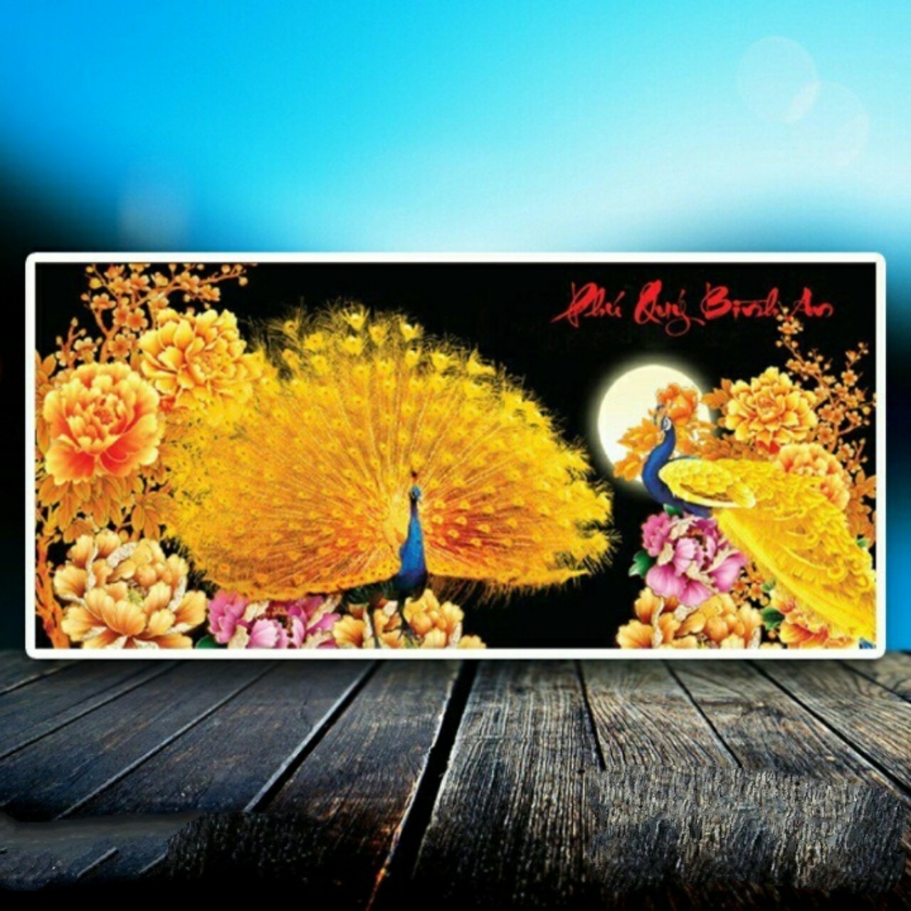 Tranh đính đá Phú quý bình an 106x50cm - chưa đính