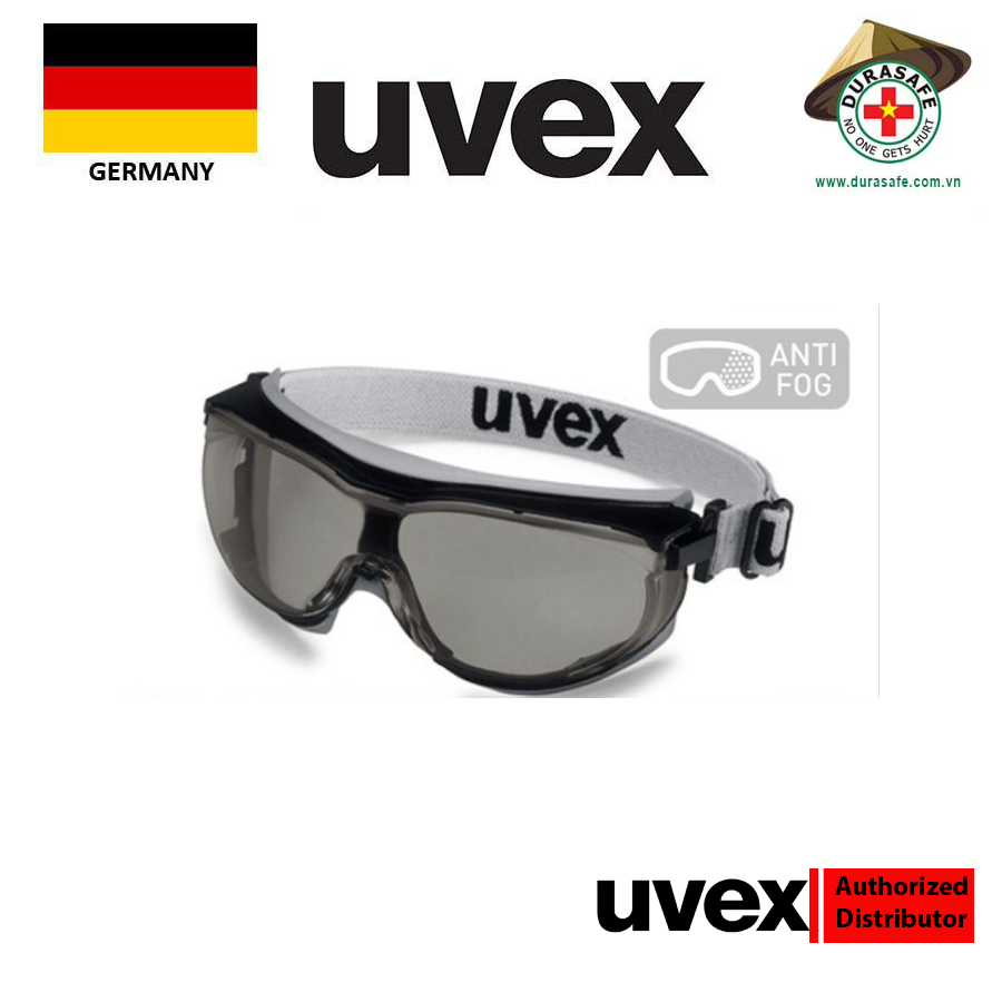 Kính chống vi khuẩn và bụi mịn Uvex 9307276 Carbonvision Wide Vision Safety Goggle Black Frame Grey Supravision Extreme