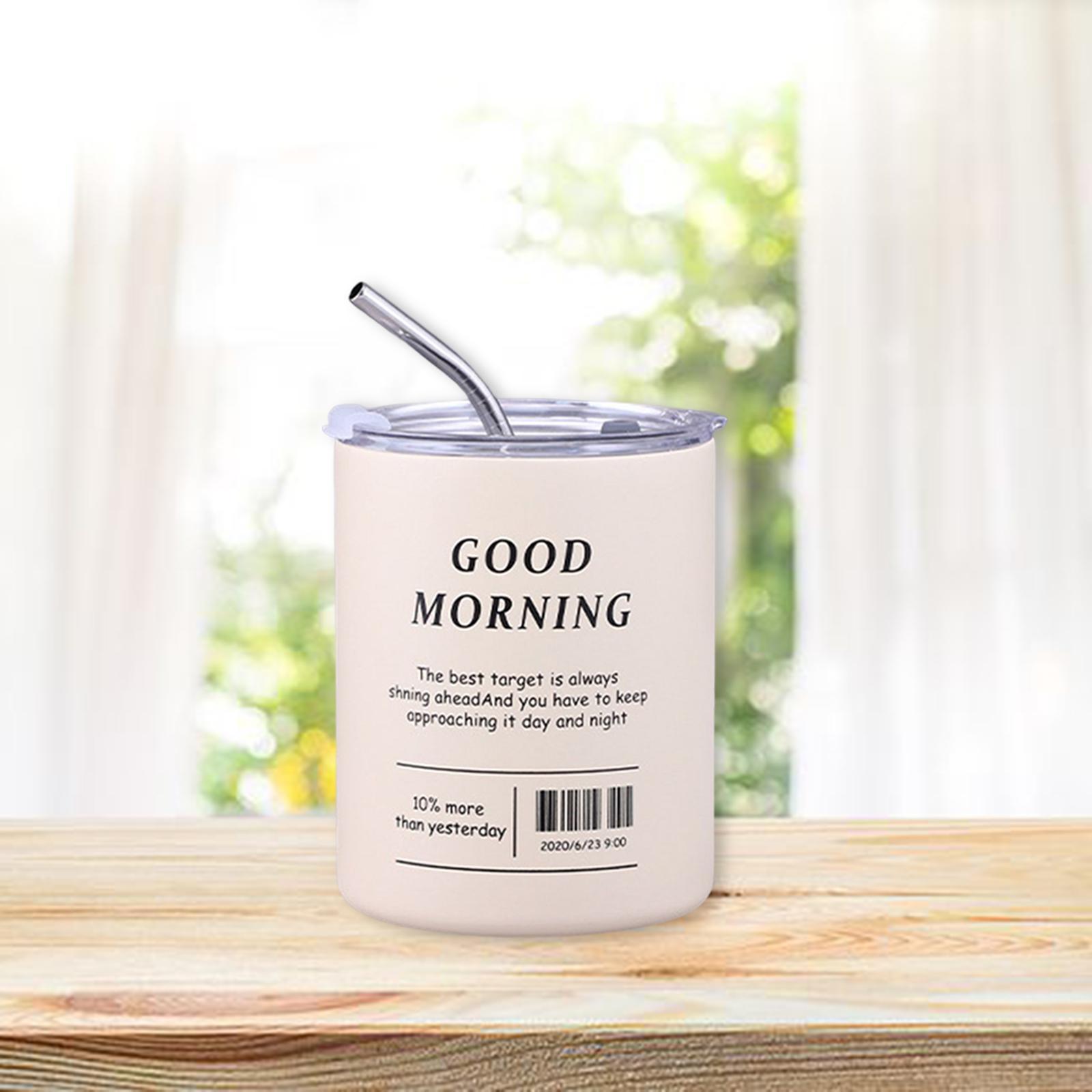 Portable Insulated Coffee Mug with Straw for Hot and Cold Drinks 350ml