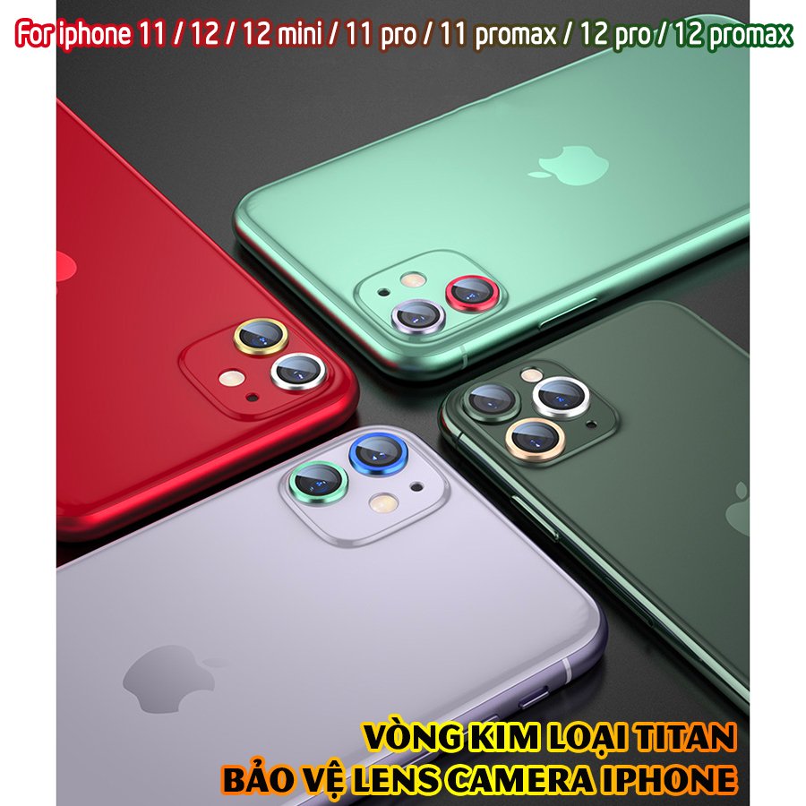 Tặng hộp đựng lens cao cấp - Vòng kim loại titan bảo vệ lens camera dành cho các dòng iphone 11 / iphone 12 - Xanh Gradient