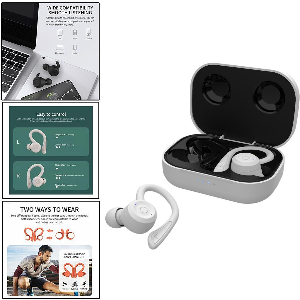 Bluetooth 5.0 Headset Wireless Ear Hook Headphones Handsfree for Sports