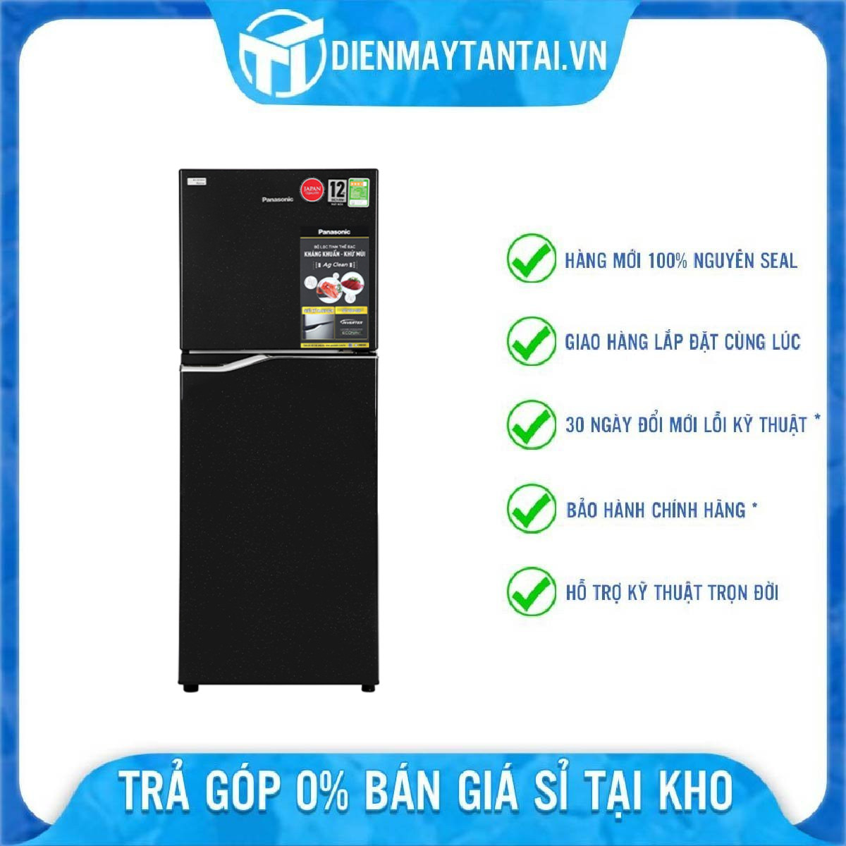 Tủ lạnh Inverter Panasonic NR-BA229PKVN (188L) - Hàng chính hãng - Giao HCM và 1 số tỉnh thành