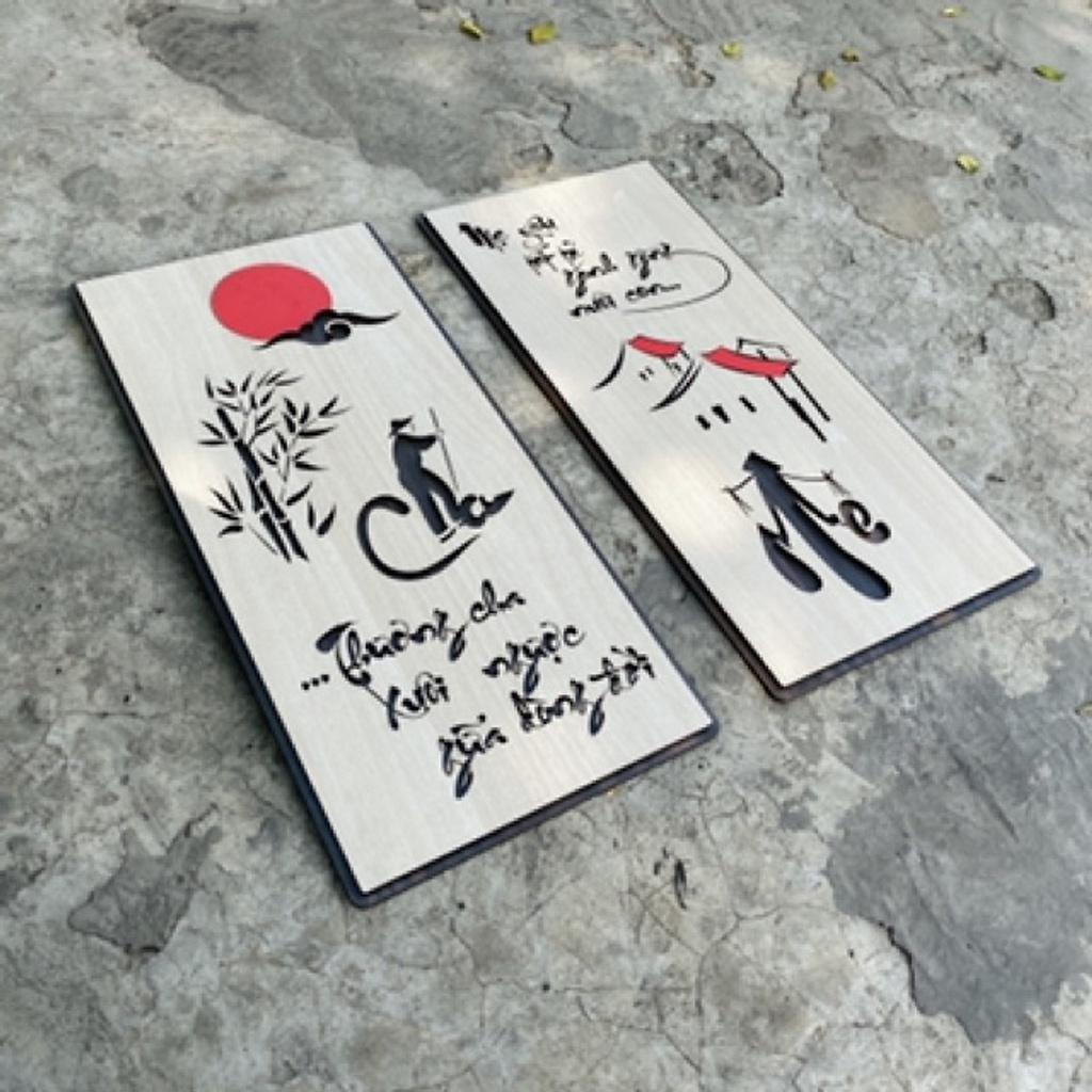 Tranh gỗ treo tường_Thương cha xuôi ngược giữa dòng đời Mẹ yêu tất cả gánh gồng nuôi con_CRN_01