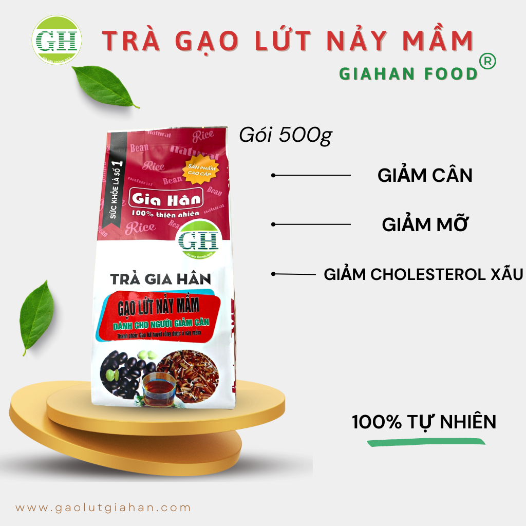 TRÀ GẠO LỨT GIẢM CÂN GIA HÂN , GIẢM MỠ  [ 500G] 100% Thiên nhiên 