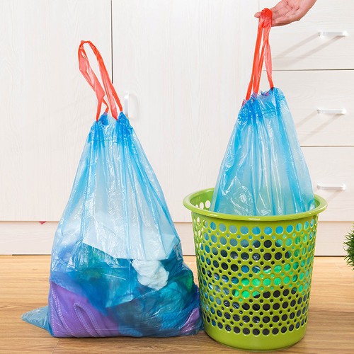 5 Cuộn Túi Đựng Rác Nilon Có Dây Rút Cuộn 15 Túi