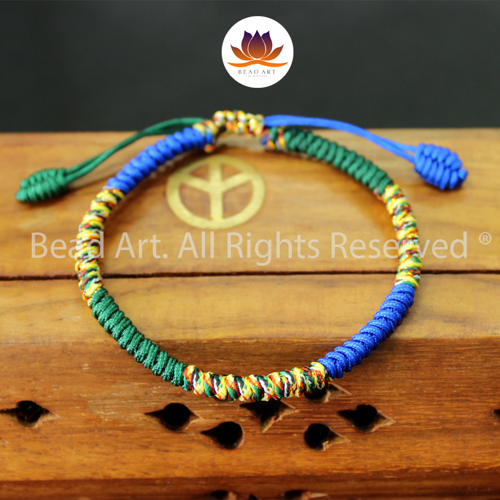 Vòng Tay Dây Ngũ Sắc Thắt Chỉ Màu Tibet Handmade Xanh Dương, Xanh Lá, Hợp Mệnh Mộc, Trang Sức Phong Thuỷ, Chuỗi Hạt - Bead Art