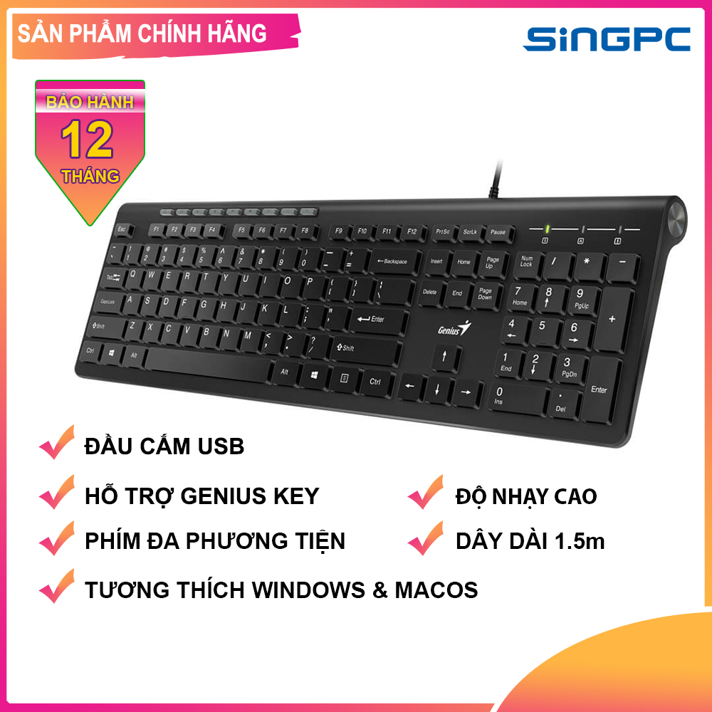 Bàn Phím Có Dây Genius Slimstar 130 - Hàng chính hãng