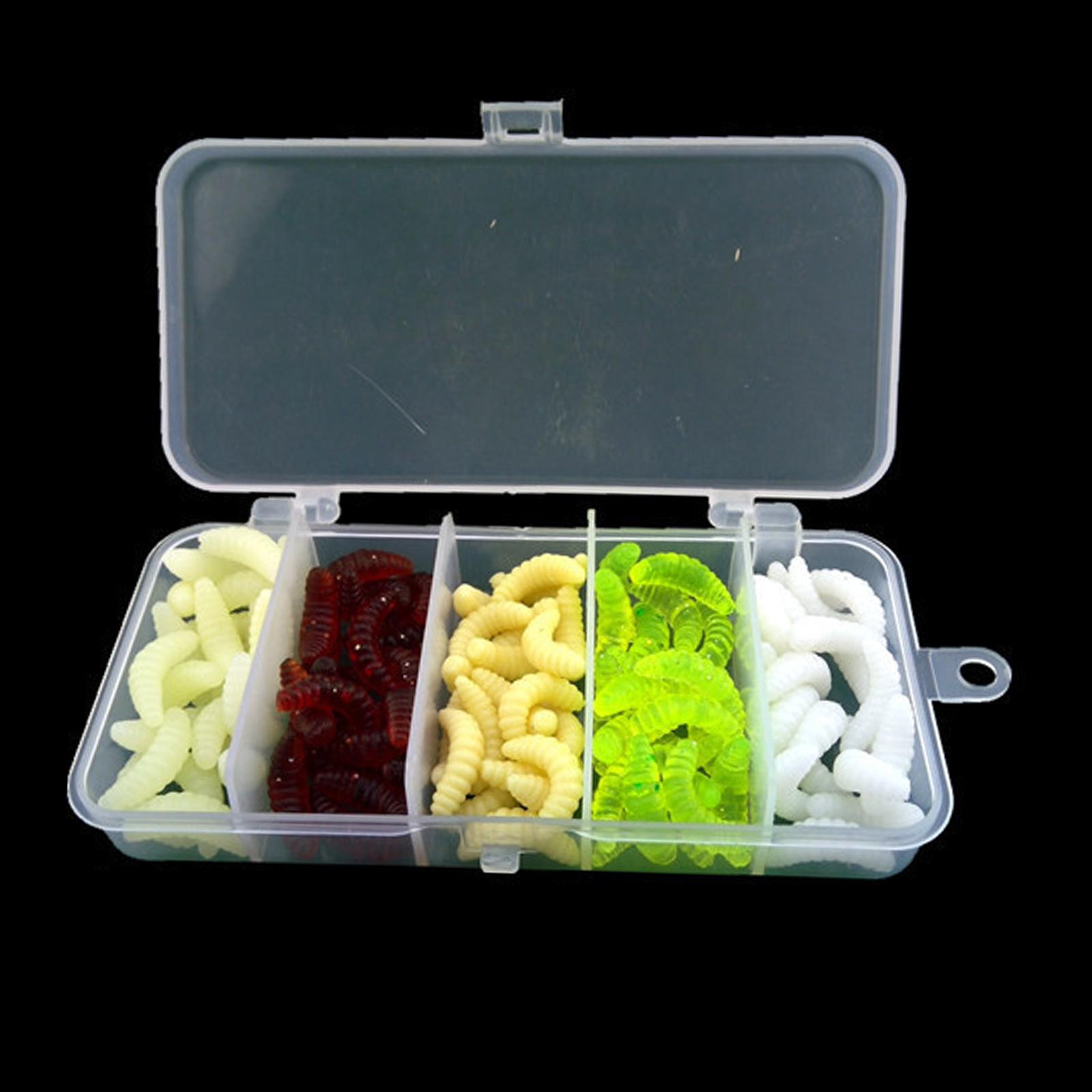 100pcs Worms Bait Soft Fishing Lure Maggots Bass Crankbait Tackle Wobbler