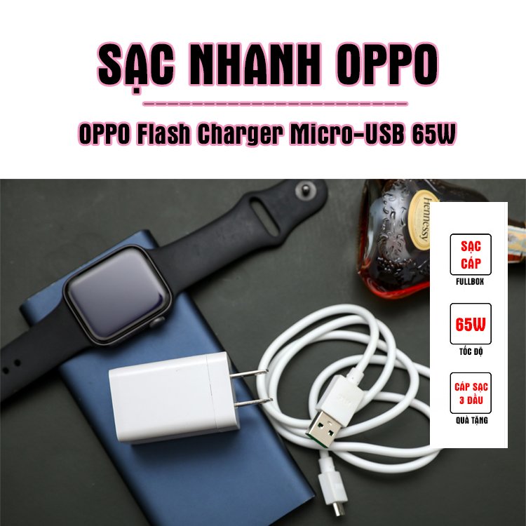 Bộ sạc nhanh đa năng OPPO Flash Charger Micro USB 65W cho MacBook Pro Air, 2 cổng USB C PD, bộ sạc GaN với phích cắm có thể gập cho iPad Pro, iPhone 12 Mini Pro Max, Galaxy S10 S9, Nintendo v.v.-Hàng chính hãng