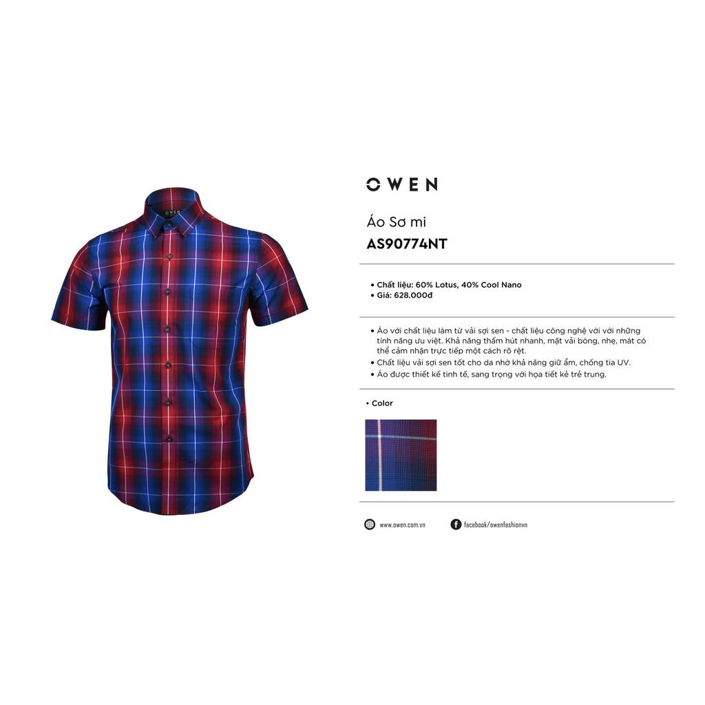 OWEN - Áo sơ mi ngắn tay Owen vải sợi sen AS90774 - Áo sơ mi nam ngắn tay