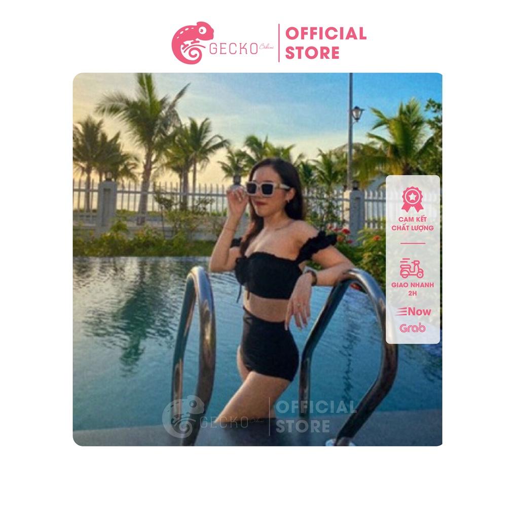Bikini Đồ Bơi 2 Mảnh Tay Phồng Quần Cạp Cao Nhún Che Bụng GK0233 (Ảnh Thật)