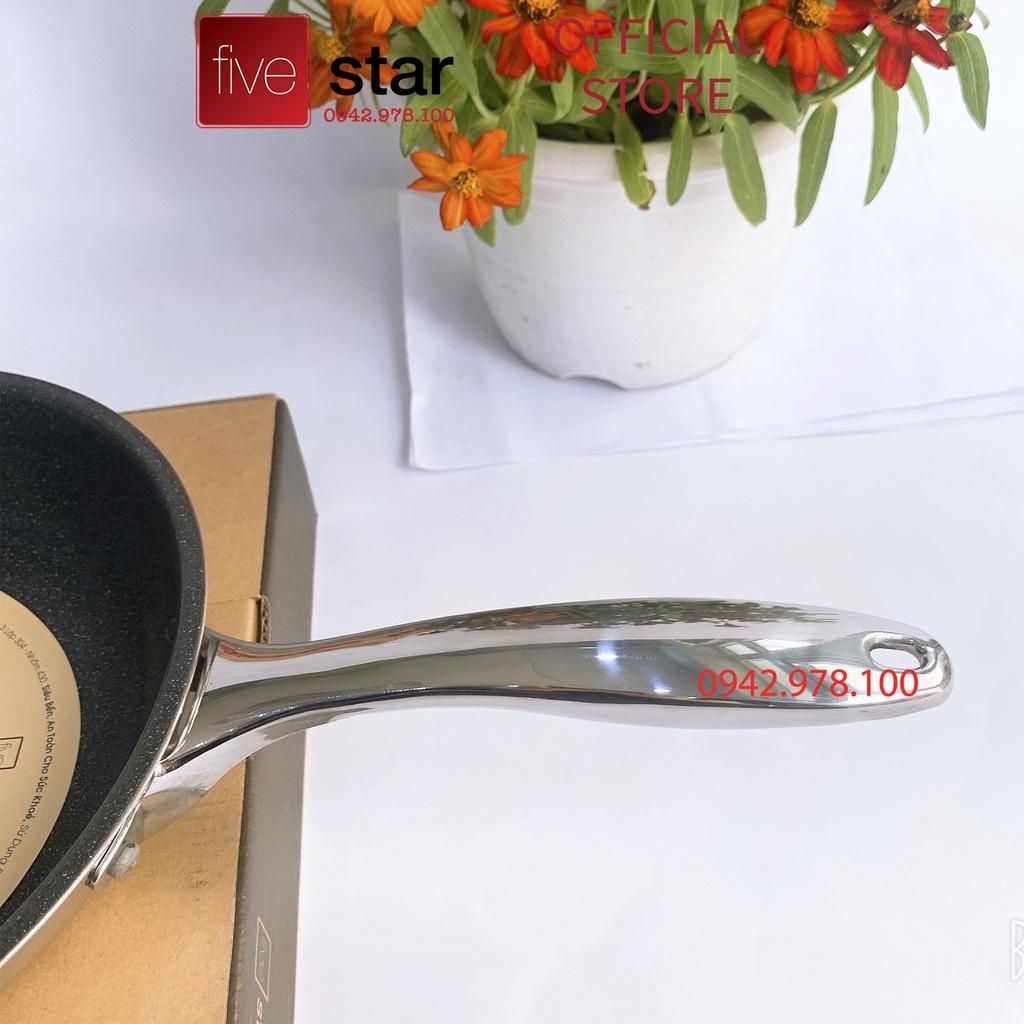 Chảo chống dính vân đá inox 304 bếp từ FiveStar Plus 3 lớp đáy liền ( 22cm/24cm/26cm/28cm/30cm/32cm ), tặng 5 muỗng ăn