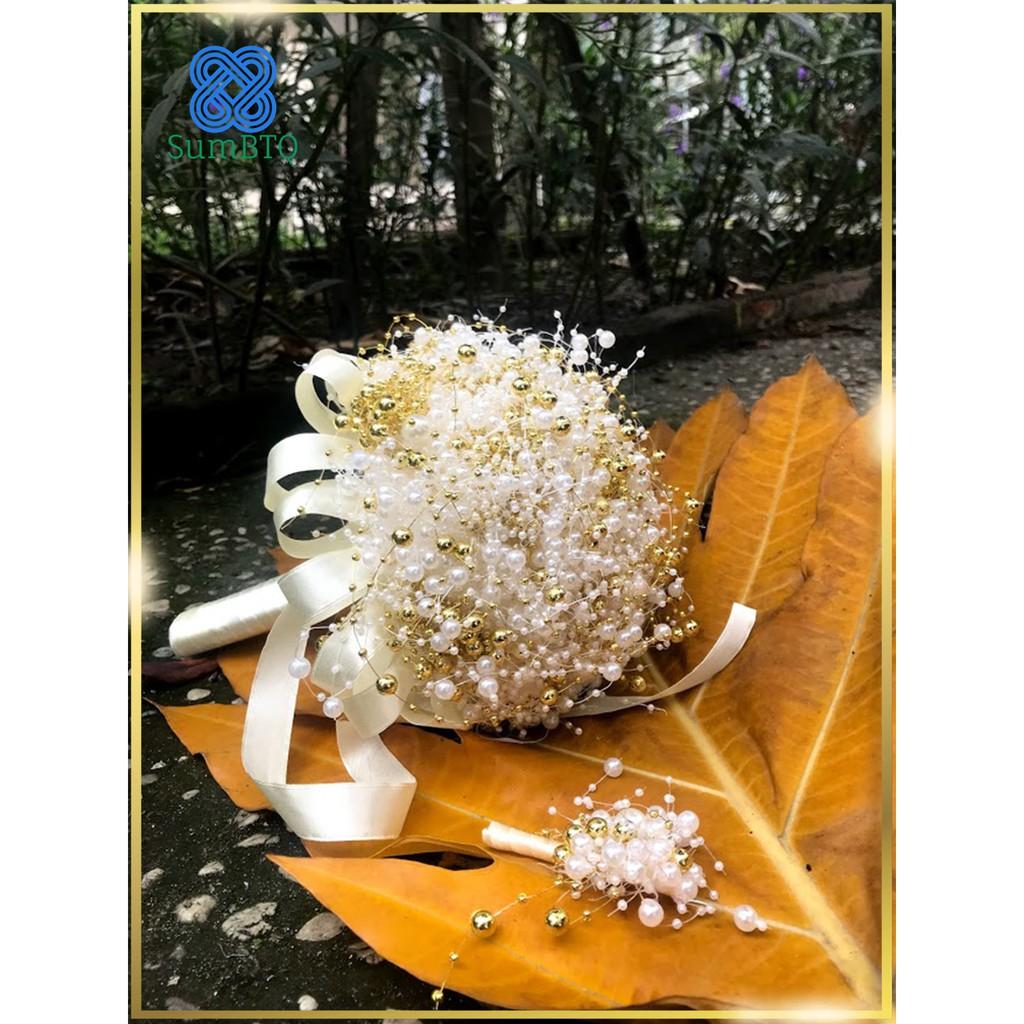 Phụ Kiện Cô Dâu ️ Hoa Cưới Cầm Tay Cô Dâu Kết Cườm