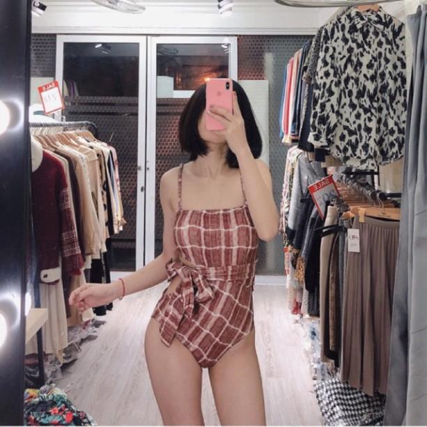 freeship Bikini liền một mảnh nâu sexy mặc đi biển đi bơi