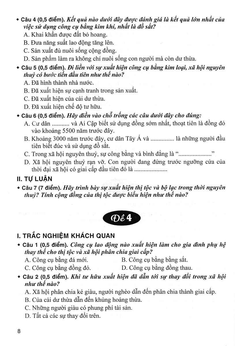 Sách tham khảo- Bộ Đề Kiểm Tra Trắc Nghiệm Và Tự Luận Lịch Sử 10 _HA