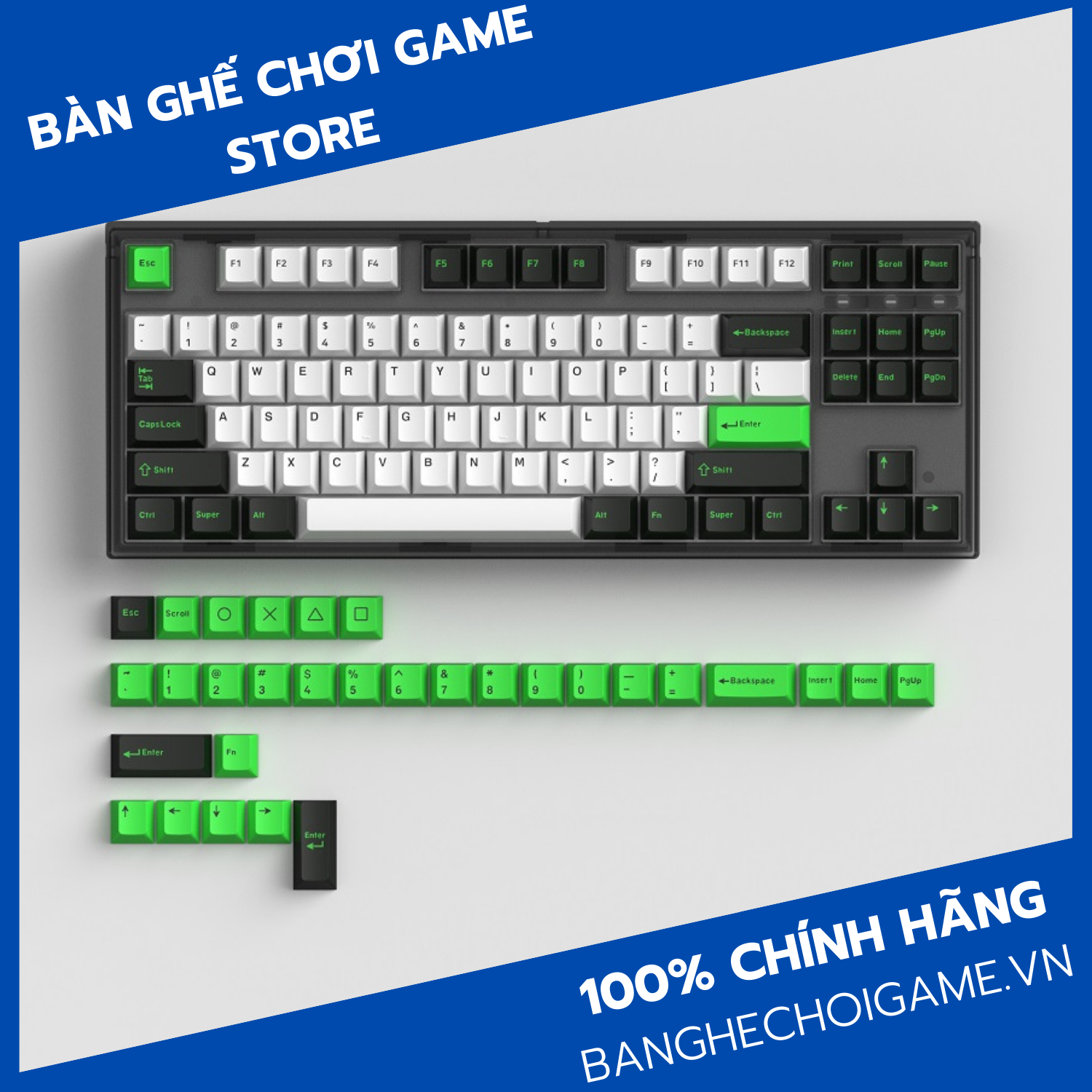 Bàn phím cơ FL-Esports GP87CP Gasket Mount White and Green - Hàng chính hãng