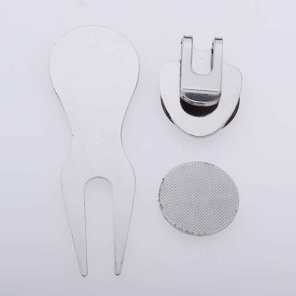 Portable Alloy Golf Divot Repair Switchblade Tool Pitch Groove Cleaner & Golf Club Ball Marker & Hat Clip Golf Training Accessories