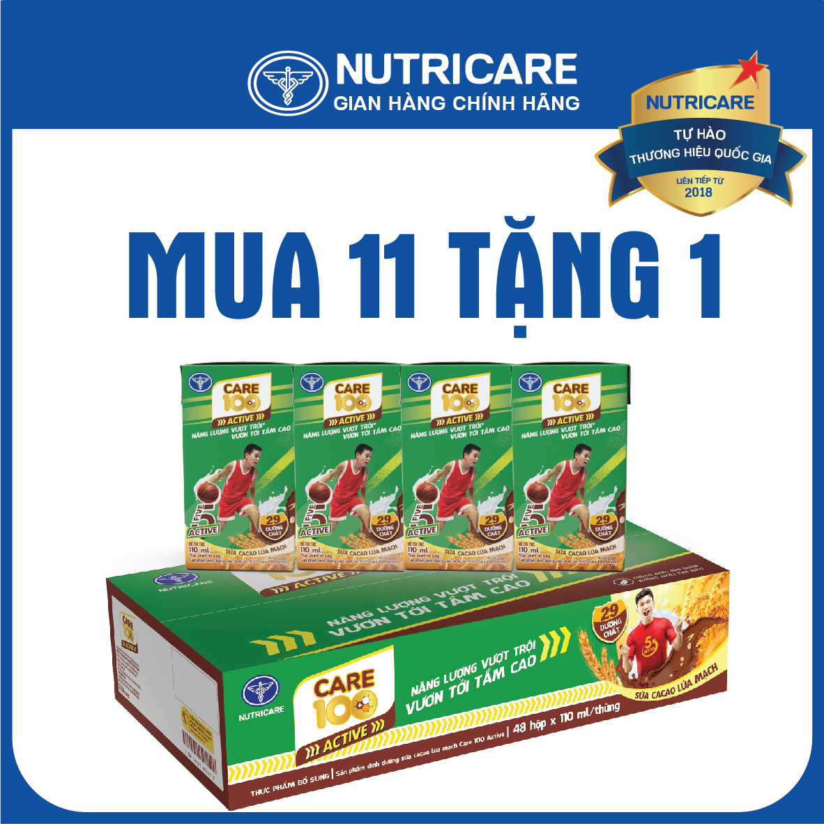 Sữa nước Nutricare Care 100 Active ca cao lúa mạch