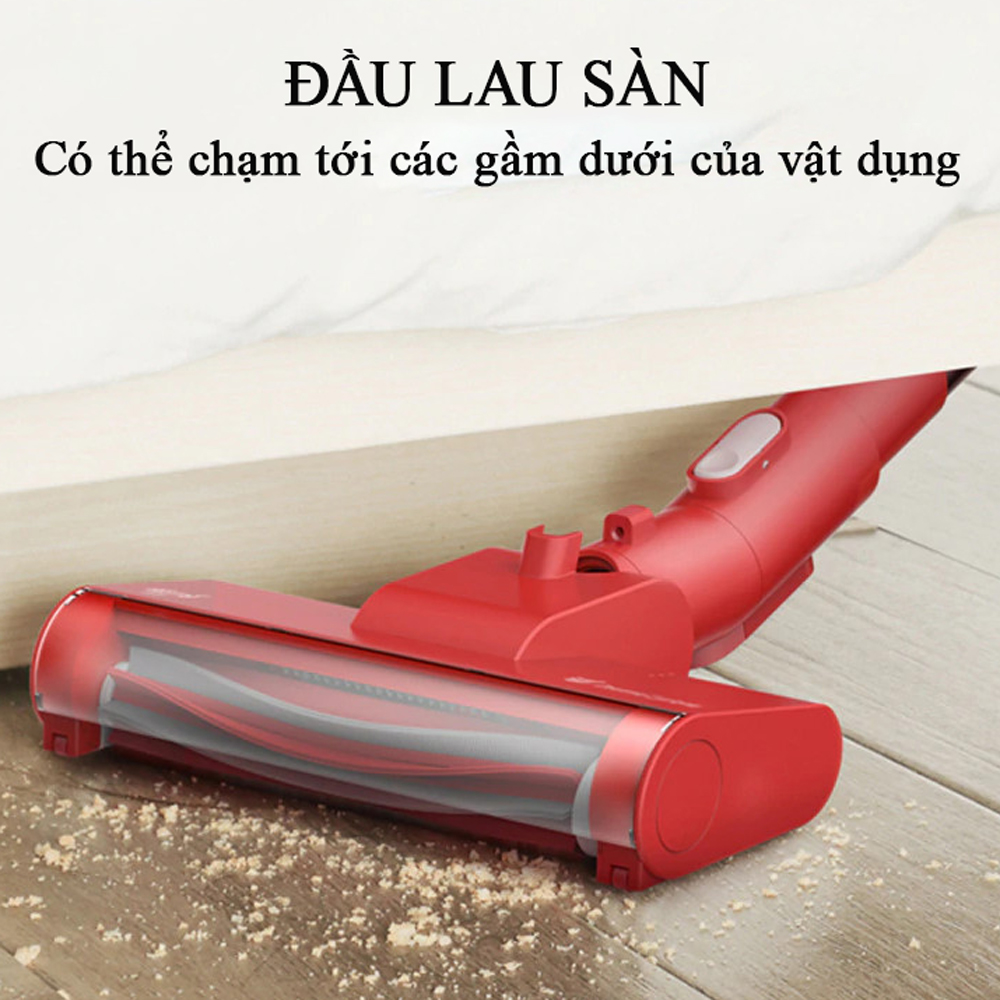 Máy Hút Bụi Cầm Tay Không Dây Gia Đình Thông Minh Màu Đỏ Cao Cấp, Sang Trọng, Tinh Tế. Lực Hút 6000 Pa - Hàng Chính Hãng