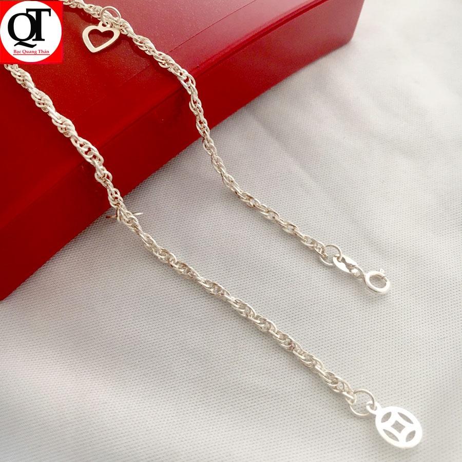 Lắc chân nữ xoắn kép chất liệu bạc ta trang sức Bạc Quang Thản - QTLC13