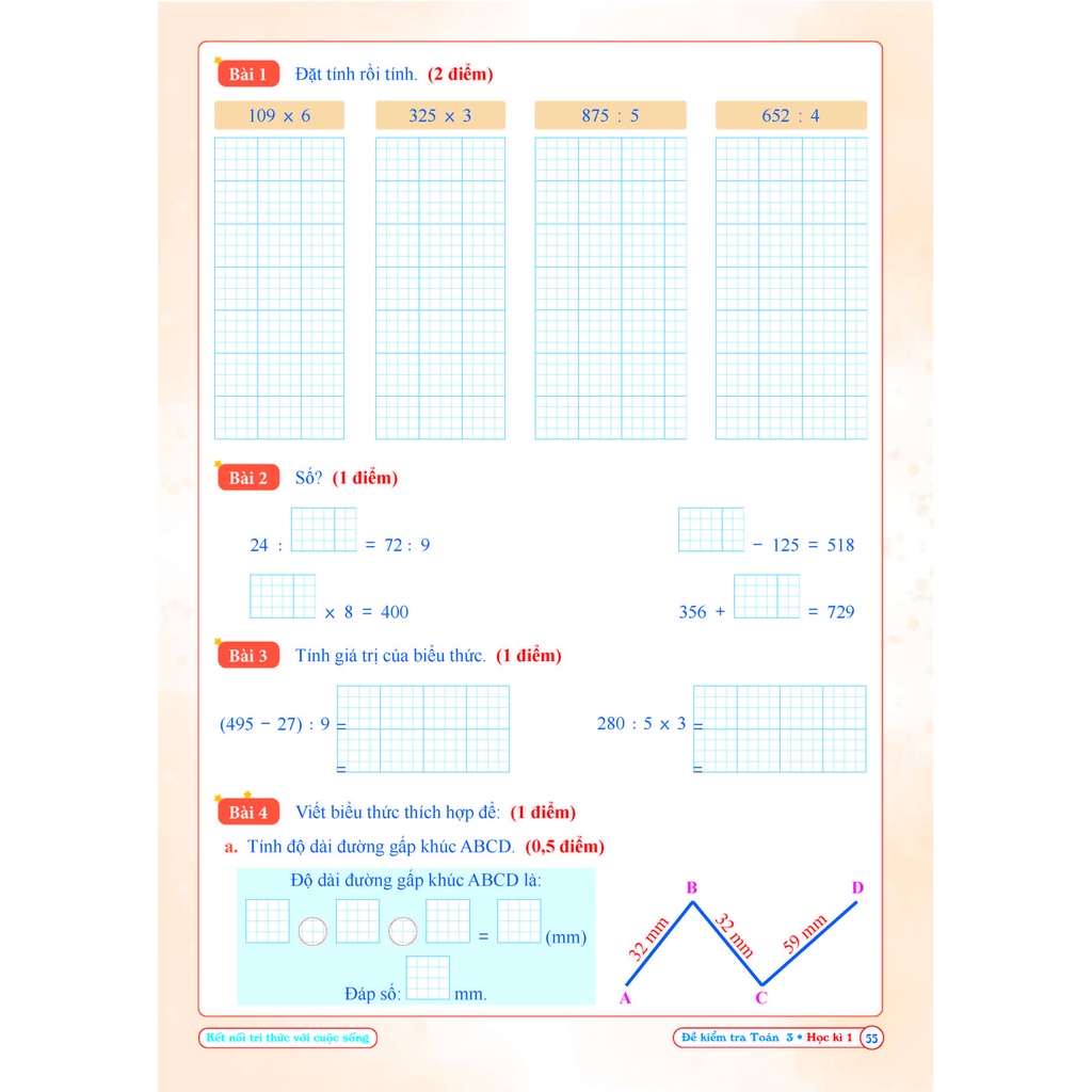 Sách - Combo Bài Tập Tuần và Đề Kiểm Tra Toán Lớp 3 - Học Kì 1 - Kết Nối Tri Thức Với Cuộc Sống