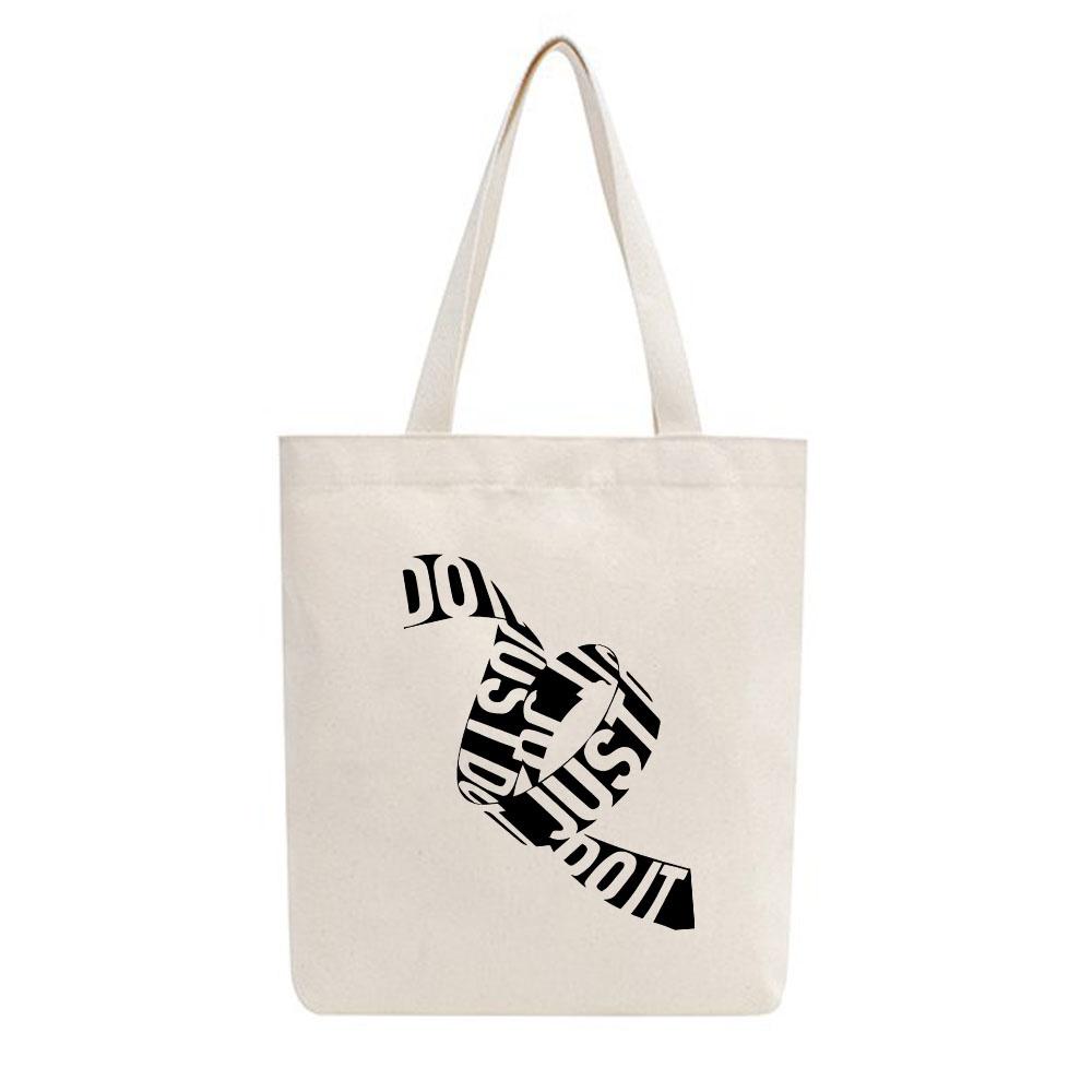 Túi tote vải mộc Tiệm nhà Pony dây kéo in hình Just do it PM50