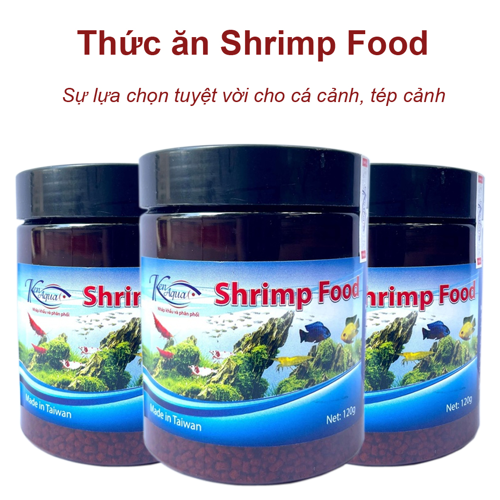 Thức ăn cho cá cảnh, tép cảnh Shrimp Food 120Gr siêu đạm, kích màu, tăng size cao câp, hiệu quả