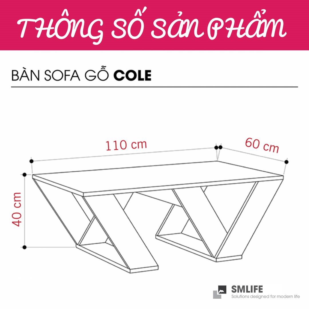 Bàn gỗ cafe bàn trà phòng khách SMLIFE Cole