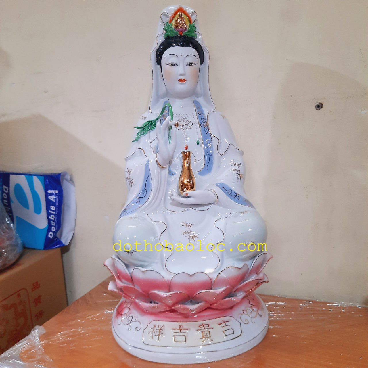 Tượng Quan Âm men sứ cao cấp Cao 62cm