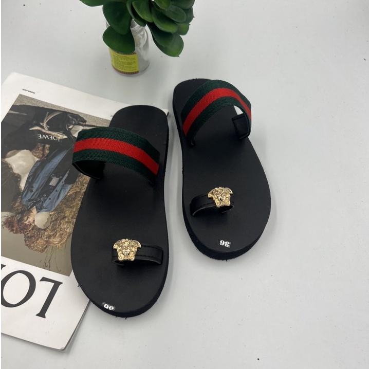 Dép xỏ ngón nữ đế đen quai dù ( sandal đồng nai )