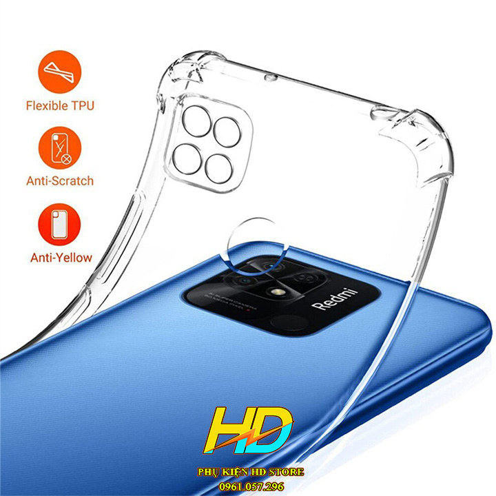 Ốp Lưng Silicon Trong Suốt Cho Xiaomi Redmi 10C Khoeét Lỗ Bảo vệ Camera, Chống Sốc 4 Góc Tốt Nhất