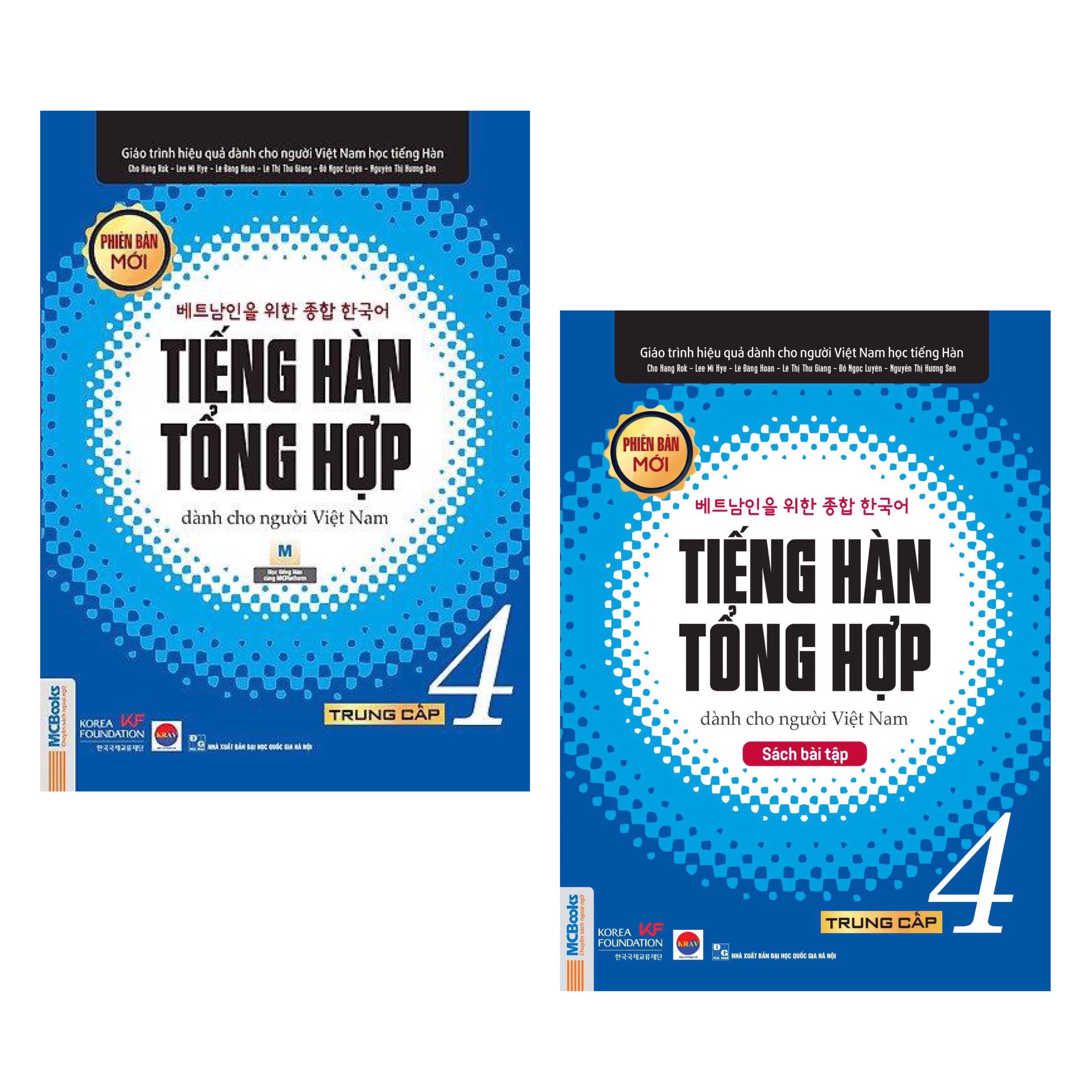 Combo Sách Tiếng Hàn Tổng Hợp Trung Cấp Dành Cho Người Việt Tập 4 (Sách Giáo Khoa + Sách Bài Tập) - Bản Đen Trắng