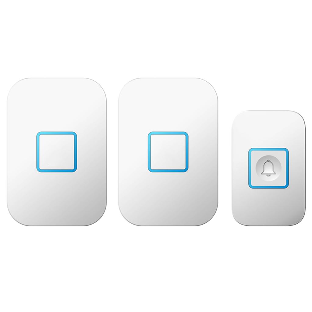 Wireless Chime Doorbell 60 Melodies 1 Transmitter for 2 EU Plug-in Receivers