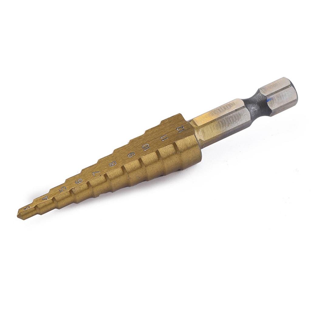 3pcs Step Titanium Cone Drill Hole Cutter Bit Set Tool Triangular Shank Set