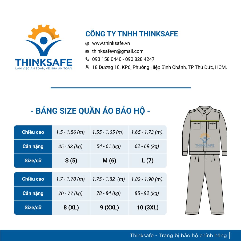 Quần áo bảo hộ lao động Thinksafe DN03 áo lao động kỹ sư công nhân có túi hộp thoải mái thoáng mát thấm hút mồ hôi