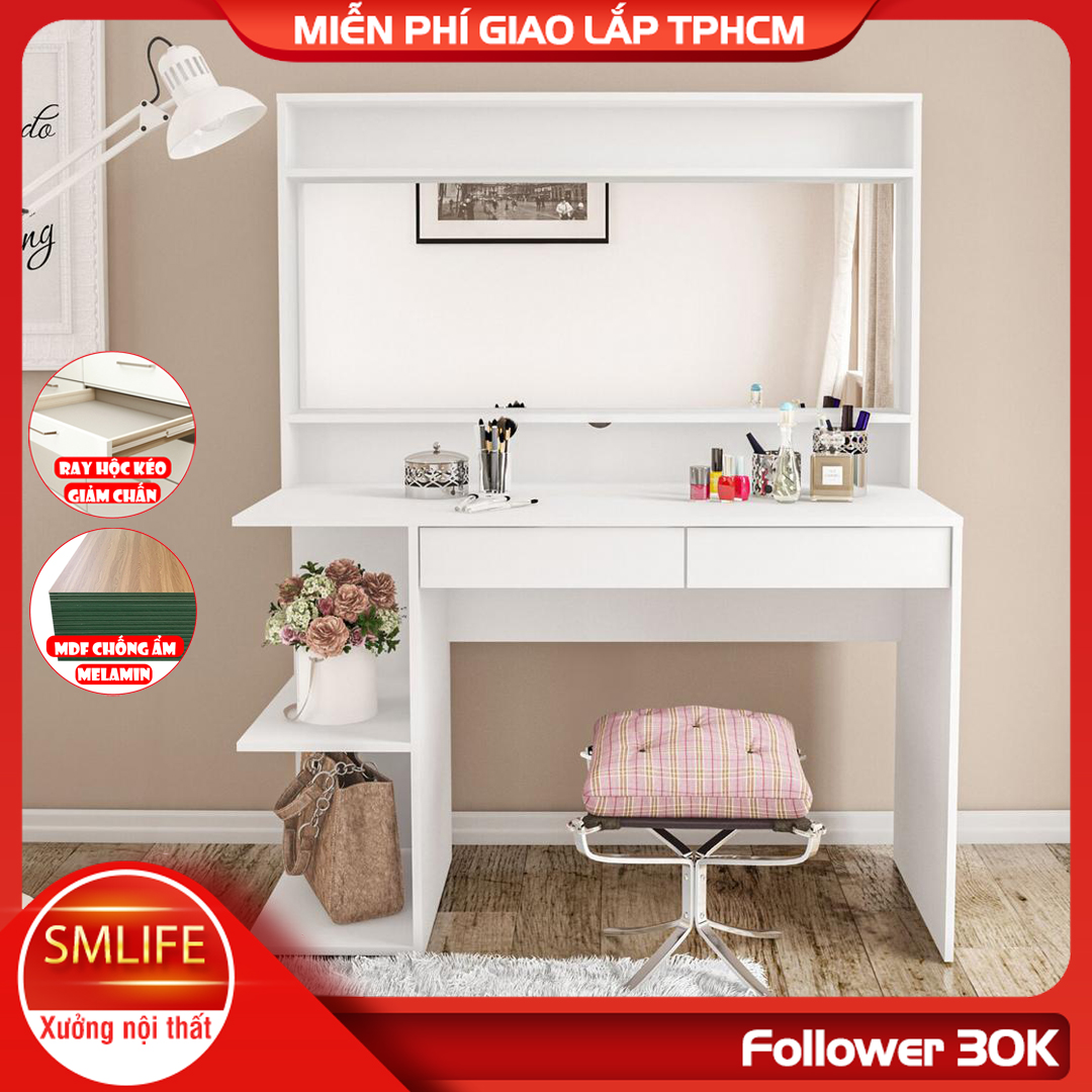 Bàn trang điểm led gương tròn đẹp SMLIFE Muhammad